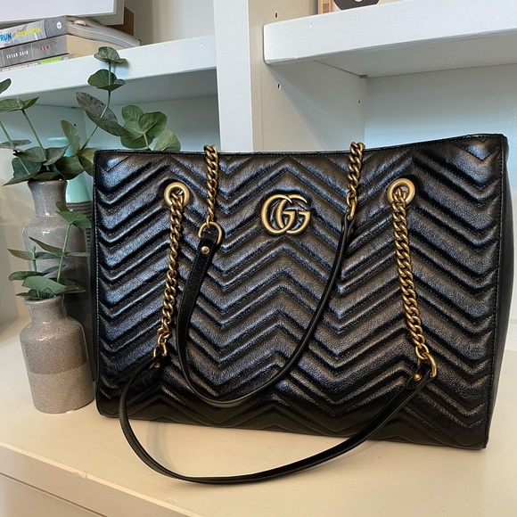 🔴 SOLD 🔴 Gucci GG Marmont Metelasse Leather Chevron Shoulder Tote - Picture 2 of 16
